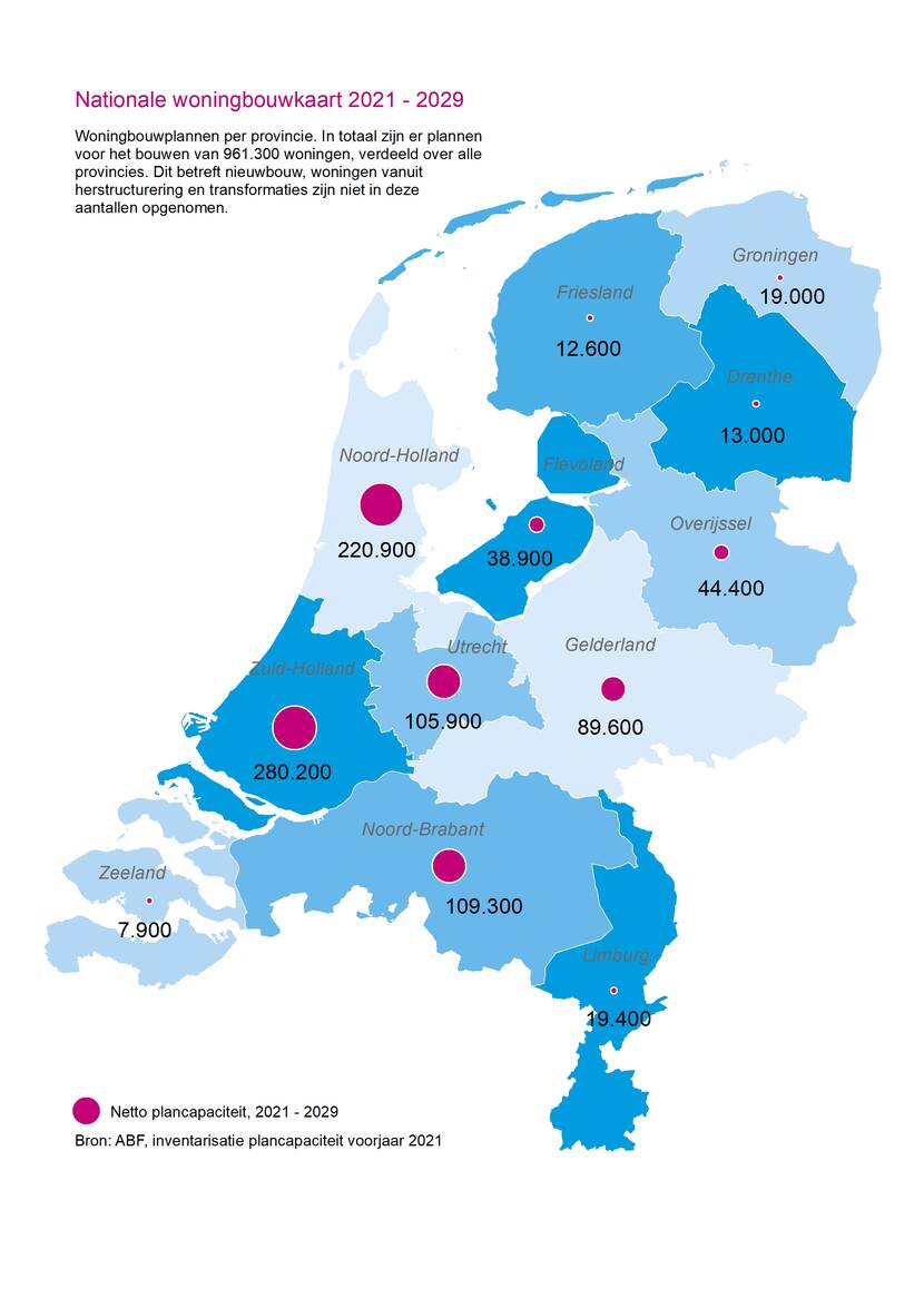 Plancapaciteit per gemeente in Nederland tot 2030